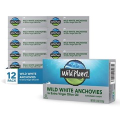 Gourmet White Anchovies EVOO | Wild Caught, Kosher, Gluten-Free | 12 x 4.4oz