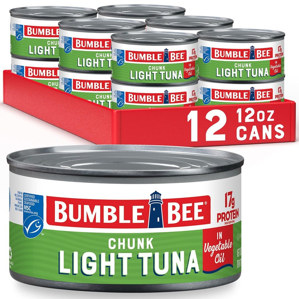 Bumble Bee Chunk Light Tuna In Oil, 12 oz Can Pack of 12 Wild Caught Skipjac…