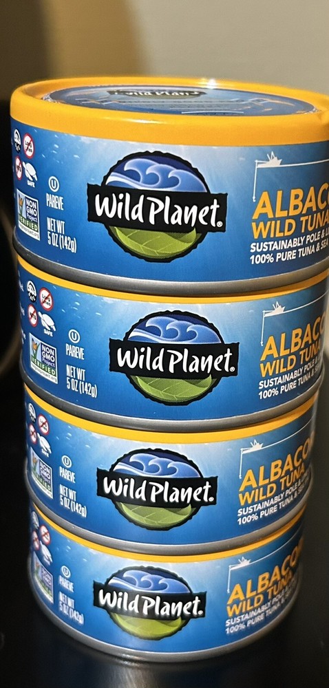 (4 Pack) Wild Planet Albacore No Salt Added Wild Tuna 5 Oz 33 G of Clean Protein