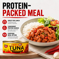 Dongwon Fiery Hot Tuna 4 Pack Korean Spicy Canned Tuna in Chili Sauce 4.76oz