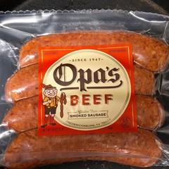 Opa’s Beef Smoked Sausage Pantry Meat 16 oz Packaged Beef Sausage