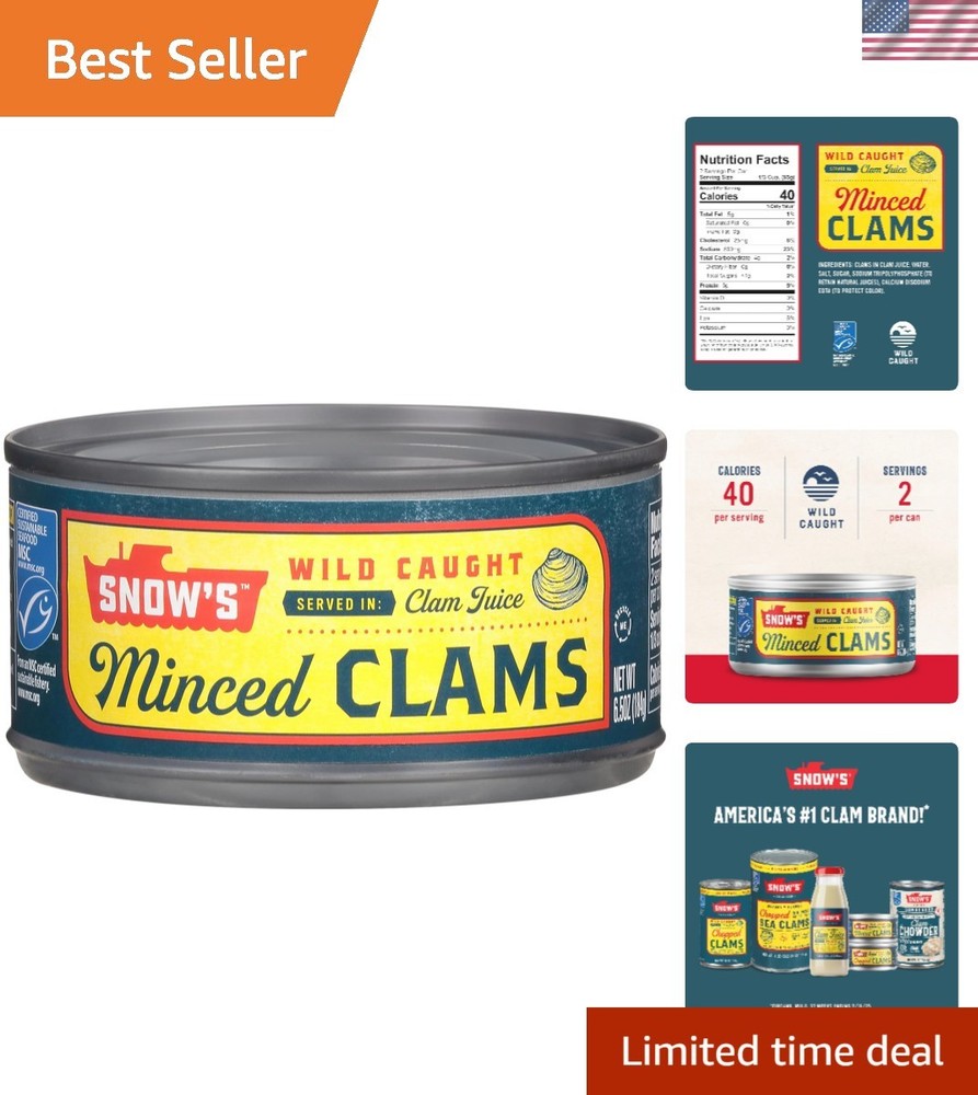 6.5 oz Canned Minced Clams – Versatile & Keto Friendly Seafood Pantry Staple