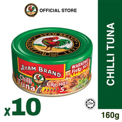 x10 Ayam Brand Fire Hot Chilli Tuna 160g Level5 Spicy Canned Tuna HALAL Malaysia