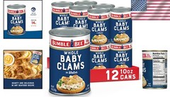 Ready to Eat Whole Baby Clams, 10 oz Cans (12 Pack) – Perfect for Meals & Snacks