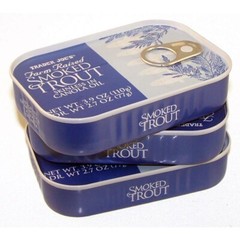 3 Trader Joe’s Smoked Trout Fillets in Oil Skinless 3.9 oz Tin, 3 Cans Delicious