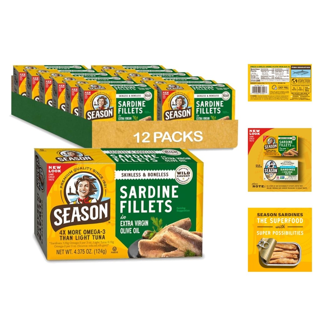 Omega-3 Rich Sardines in Olive Oil – Perfect for Keto & Paleo Diets, 12-Pack