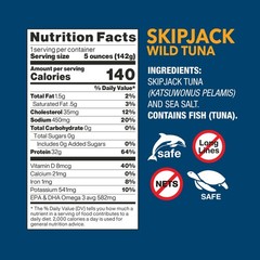 (4 pack) Wild Planet Skipjack Wild Tuna with Sea Salt, 5 oz Can