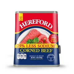 (3 pack) Hereford Corned Beef, 25% Less Sodium, 12 oz Can