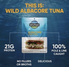 24X Wild Planet Albacore Tuna Wild Caught Tuna Pouch 3oz Do Not Drain Case Of 24
