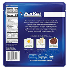 Chunk Light Tuna in Water, 11 Oz Pouch (12 Pack) Ready to Eat Wild Caught Tuna,