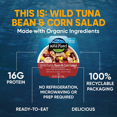 Wild Planet Ready-To-Eat Wild Tuna, Bean & Corn Salad with Organic Sweetcorn, Re