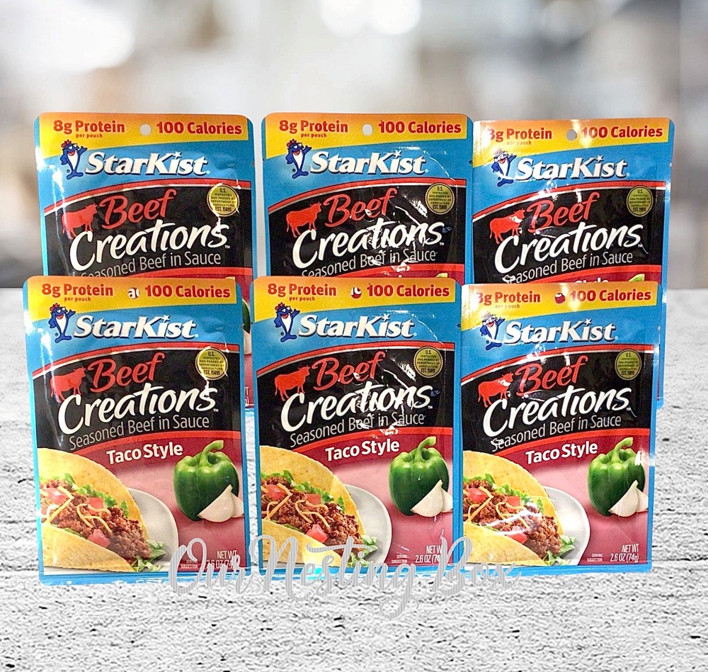 6 StarKist Beef Creations Taco Style Seasoned Beef in Sauce, 2.6 oz Pouch