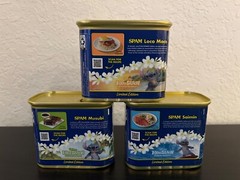 SPAM SET of 3 CANS Disney Lilo & STITCH Limited Edition Hula, Shaka & Surf NEW