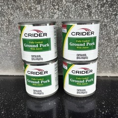 Lot of 4 Crider Fully Cooked Canned Ground Pork 24oz 6 Lbs Exp 06/27! Prep