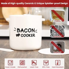 Ceramic Bacon Cooker for Microwave Oven – Splatter-Proof Design Microwave Bac…