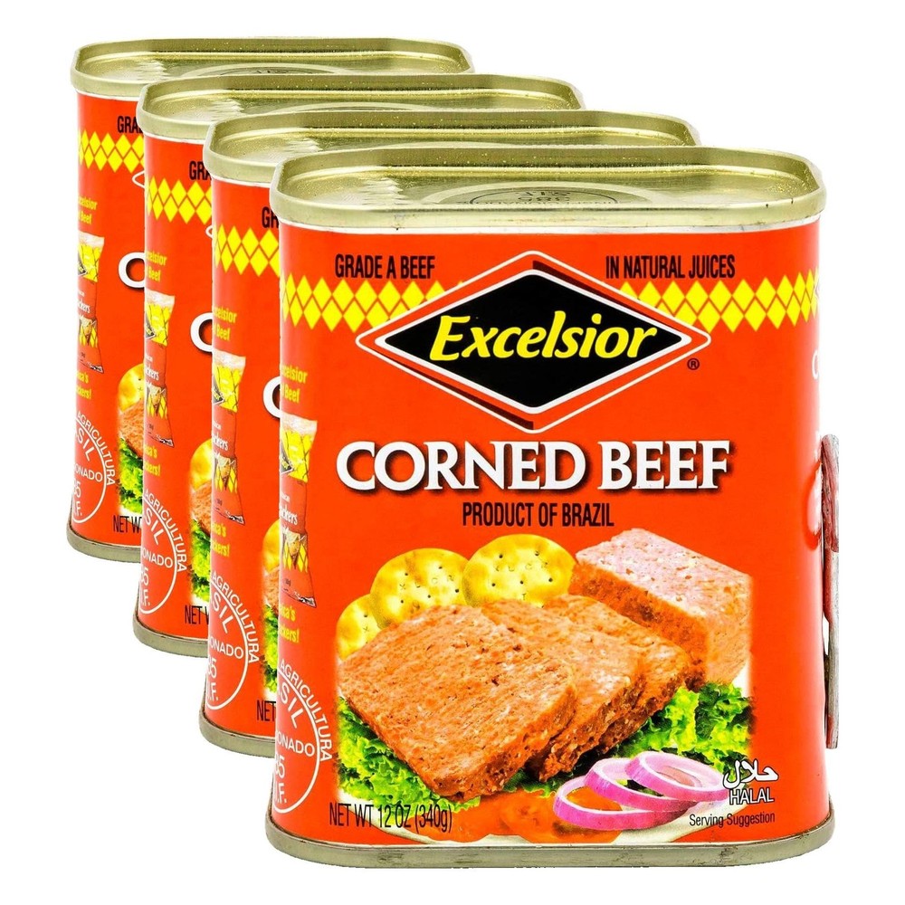 EXCELSIOR Corned Beef in Natural Juices, 12 Ounce 12 (Pack of 4), Red