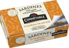 Sardines | Connetable | Sardines in Sunflower oil and Chili | 4.375 Ounce | P…
