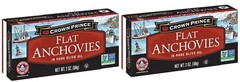 Crown Prince Flat Anchovies in Pure Olive Oil 2 Pack