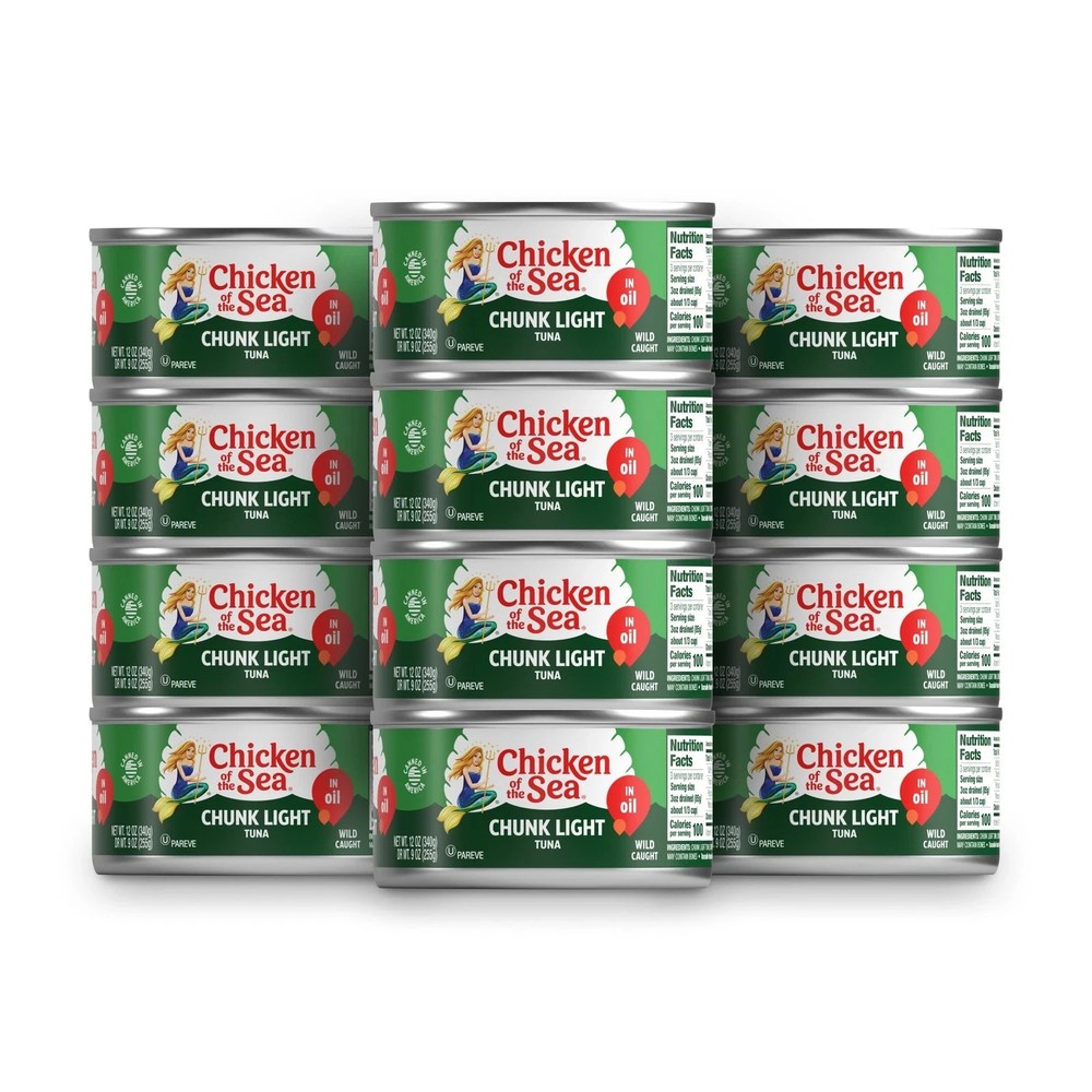 Chicken of the Sea Chunk Light Tuna in Oil 12 oz. Cans Pack of 12 Wild Caught…