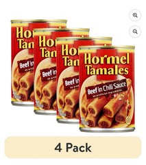 HORMEL Beef Tamales in Chili Sauce, Shelf Stable, 15 Oz Steel Can, (4 pack)