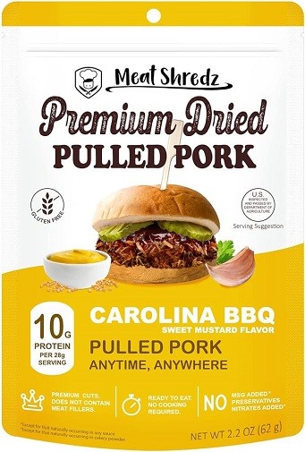 Meat Shredz Premium Dried Pulled Pork Carolina BBQ Sweet Mustard Flavor