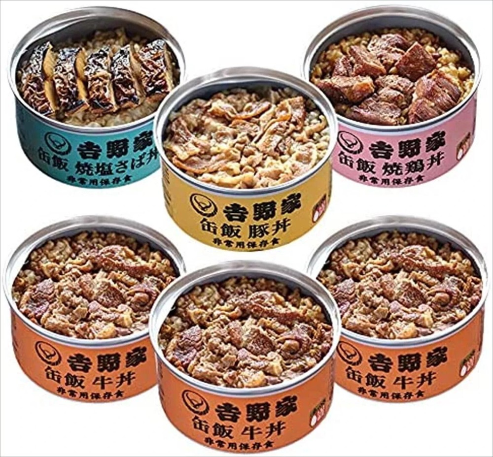 Yoshinoya Canned Rice 4 Types of 6 Cans Set Beef Bowl Pork Chicken Mackerel