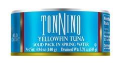 Tonnino Tuna Fish Yellowfin PoleLine – Solid Pack in Spring Water – Pack of 12..