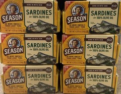 Season Sardines in 100% Olive Oil, 4.375-Ounce Tins PACK OF 70- FREE SHIPPING