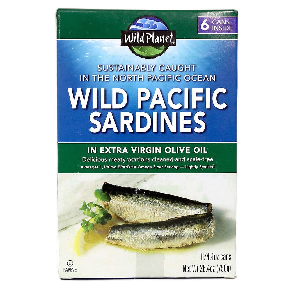 Wild Planet Wild Pacific Sardines in Extra Virgin Olive Oil, 4.4 Ounce (6 Count)