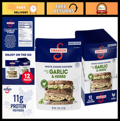 Fully Cooked Garlic & Herbs Chicken Pouch – Ready to Eat, On-the-Go Meals, 2.6 O