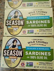 Season Wild Caught Skinless Boneless Sardines 4.375 Oz 22g Protein Lot Of 3