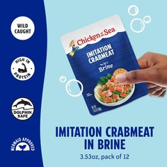 Imitation Crabmeat in Brine, 3.53 oz. Packet (Box of 12)