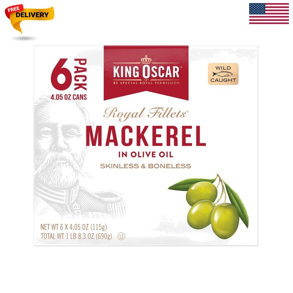 Mackerel in Olive Oil, 4.05 Ounce Can Pack of 6, Packaging May Vary, Skinless…