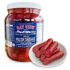 Bay View Smoked Pickled Polish Sausage – Gluten Free, No MSG, 32oz Jar-#