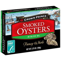 Crown Prince Smoked Oysters in Olive Oil 3.75 oz – Pack of 6 Cans