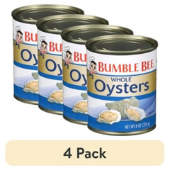 (4 Pack) Whole Canned Oysters, Shelf Stable, 8Oz Can