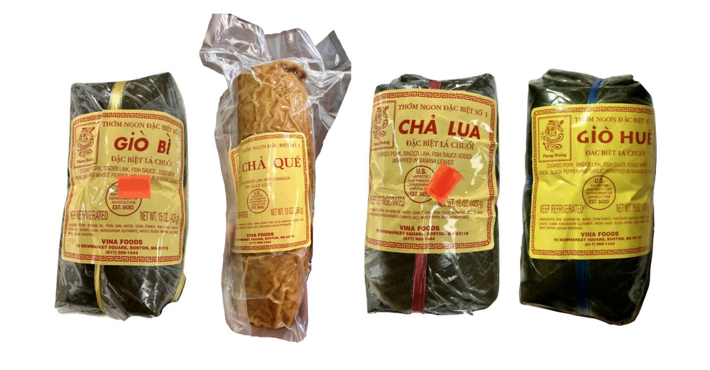 Cooked Pork Rolls (1 Gio Bi, 1 Cha Que, 1 Cha Lua, & 1 Gio Hue) សាច់ប៉ាតេ