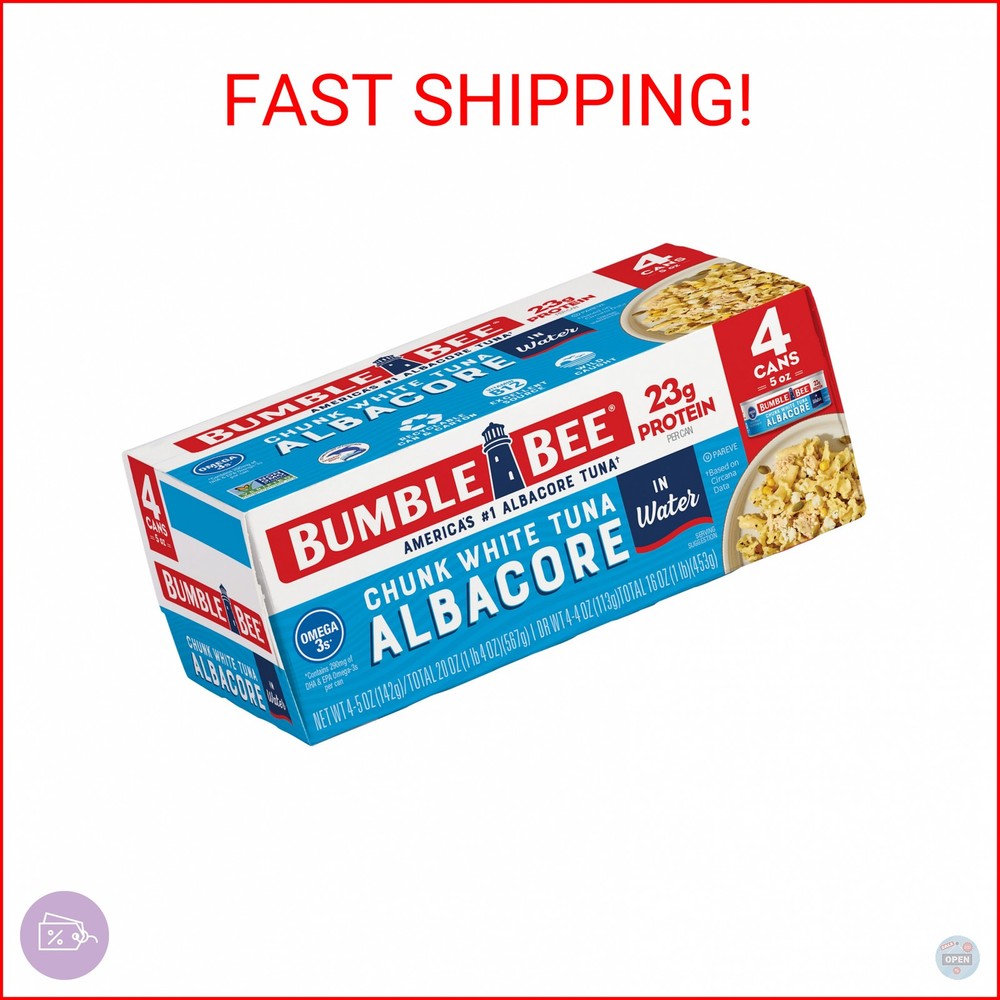 Bumble Bee Chunk White Albacore Tuna in Water, 5 oz Can (Pack of 4) – Wild Caugh