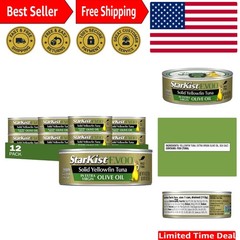 Extra Virgin Olive Oil Yellowfin Tuna – Bulk 4.5 oz Cans, Dolphin Safe, 12 Pack