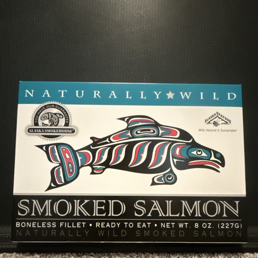 Alaska Smokehouse Naturally Wild Smoked Salmon Boneless Fillet Hot Smoked 8 oz