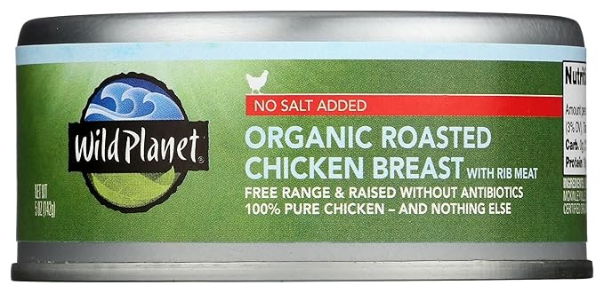 WILD PLANET ORGANIC ROASTED CHICKEN BREAST, NO SALT ADDED, 5 OZ