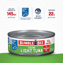 Bumble Bee Chunk Light Tuna in Oil, 5 oz., 10 Count Protein Rich Seafood