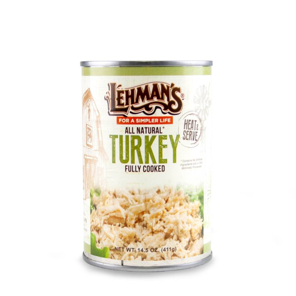 Lehman’s All Natural Canned Meat, USA Made, 14.5 oz, Case of 24, Turkey