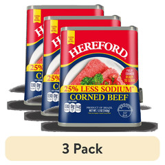 (3 Pack) Hereford Corned Beef, 25% Less Sodium, 12 Oz Can