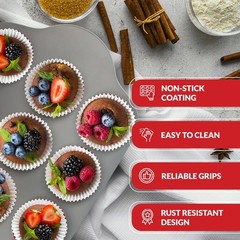 Non-Stick 12 Cup Silicone Muffin Pan With Steel Frame – BPA Free, Non-Toxic