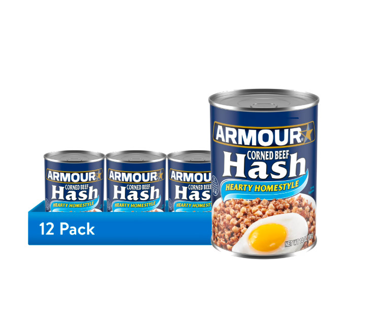 (12 pack) Armour Corned Beef Hash, 16g Protein Per Serving, 14 oz Can