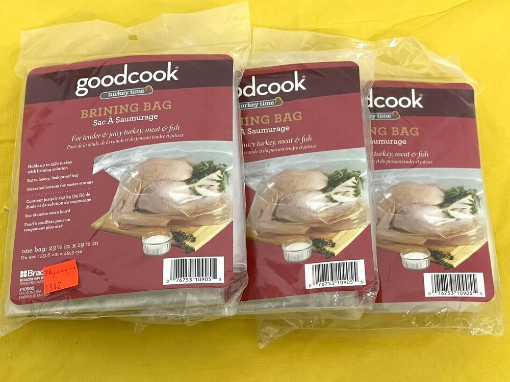 LOT 3 BRINING BAG GOOD COOK 23.5X19.5″ HOLDS 25 LB TURKEY EXTRA HEAVY LEAK PROOF