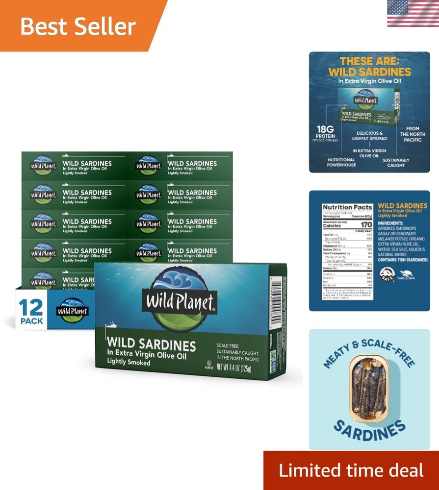 Protein-Packed Wild Sardines in Extra Virgin Olive Oil, Gluten-Free Snacks