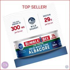 Bumble Bee Low Sodium Solid White Albacore Tuna in Water, 5 oz Can (Pack of 12)