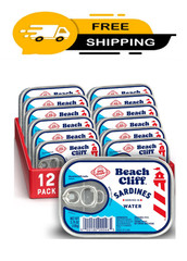 Beach Cliff Sardines in Water, Wild Caught, 3.75 oz Can, Pack of 12